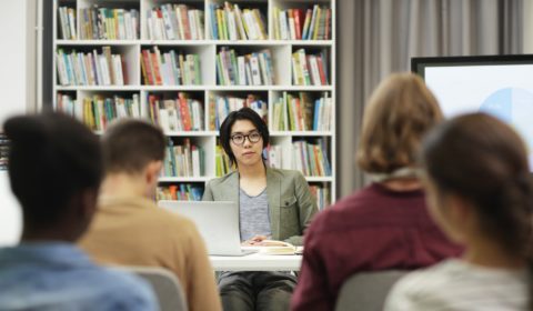 Young writer presenting his book